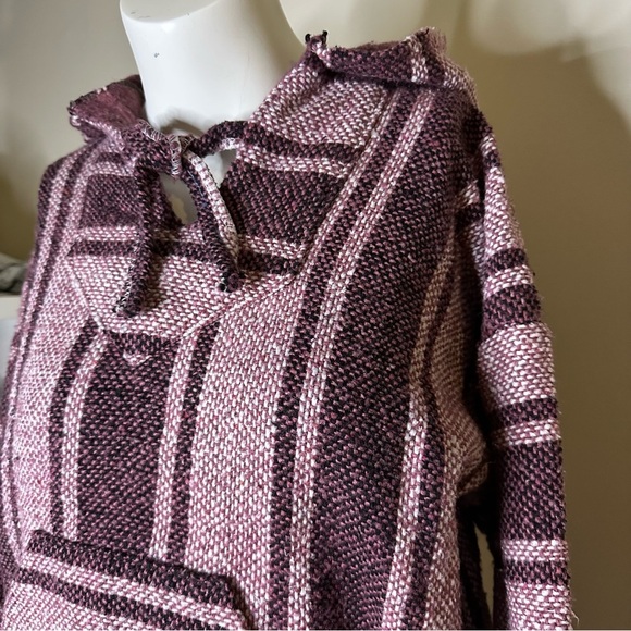 Mexican Baja Style Pink Blanket Pullover Hoodie - Picture 3 of 5